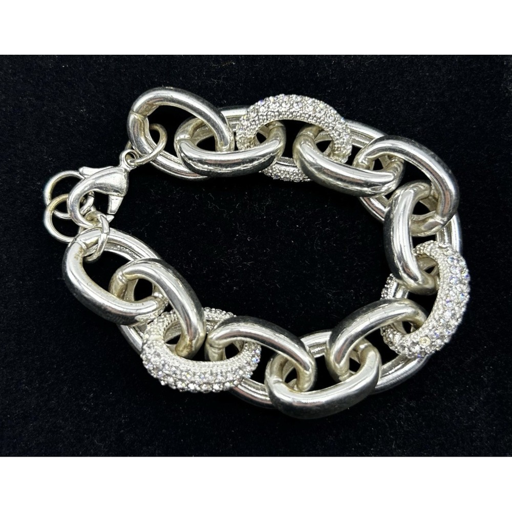 Chunky Chain Bracelet Silver Tone Statement L 90s Event Office Career Cruise